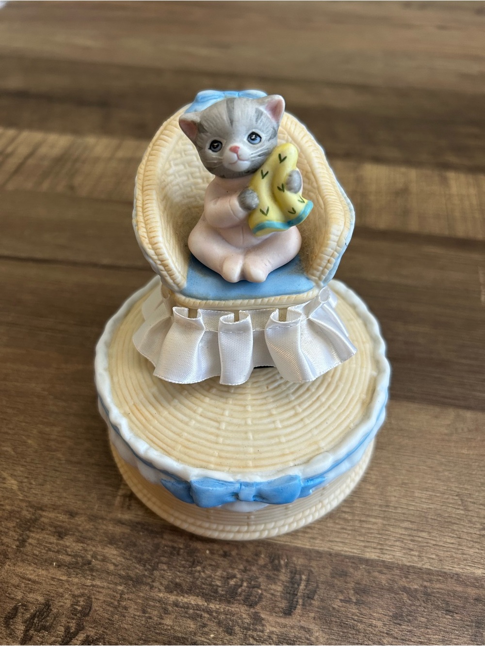 Vintage Schmid Kitty Cucumber Music Box Plays Children’s Marching Song